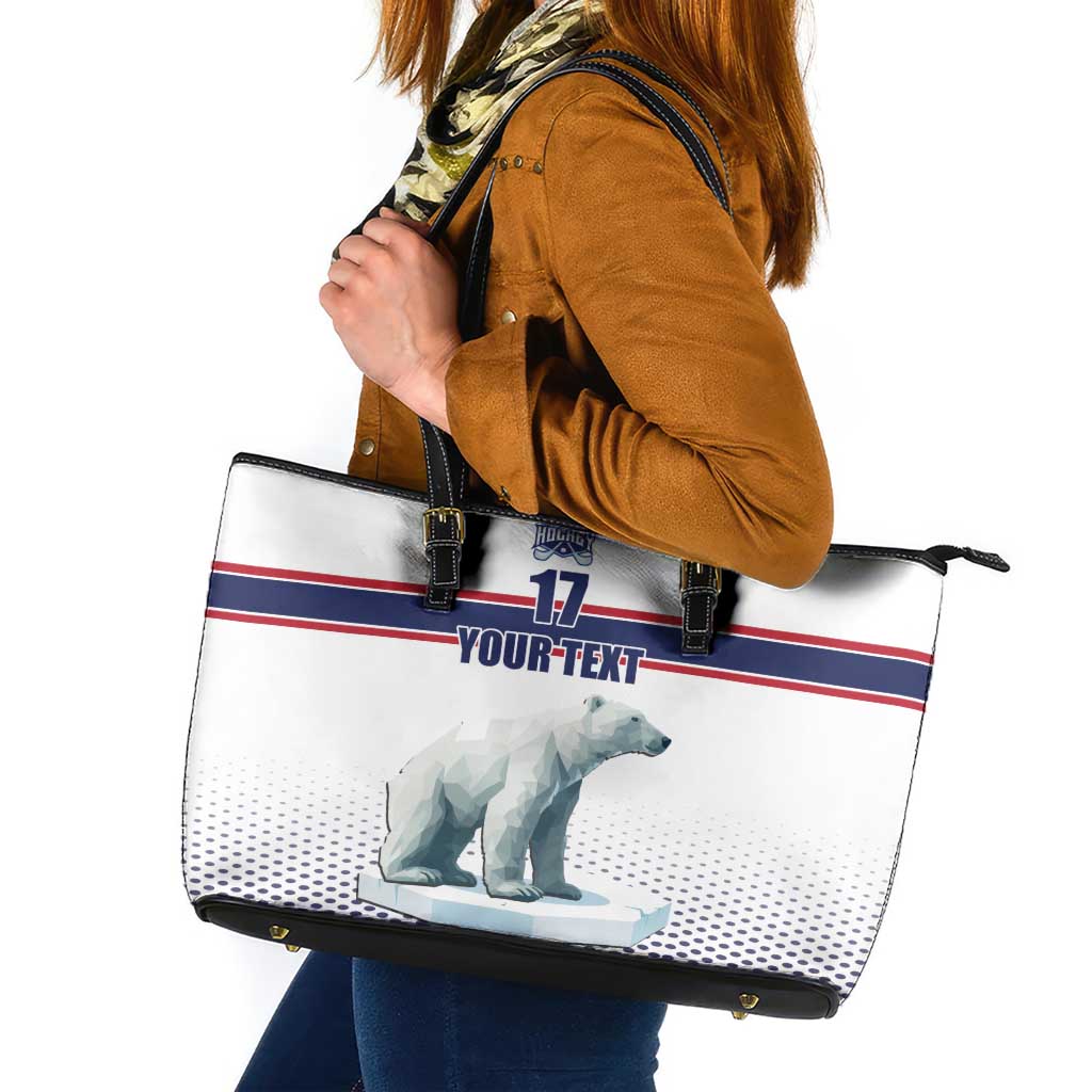 Norway Ice Hockey Custom Leather Tote Bag Norge Polar Bears White Style