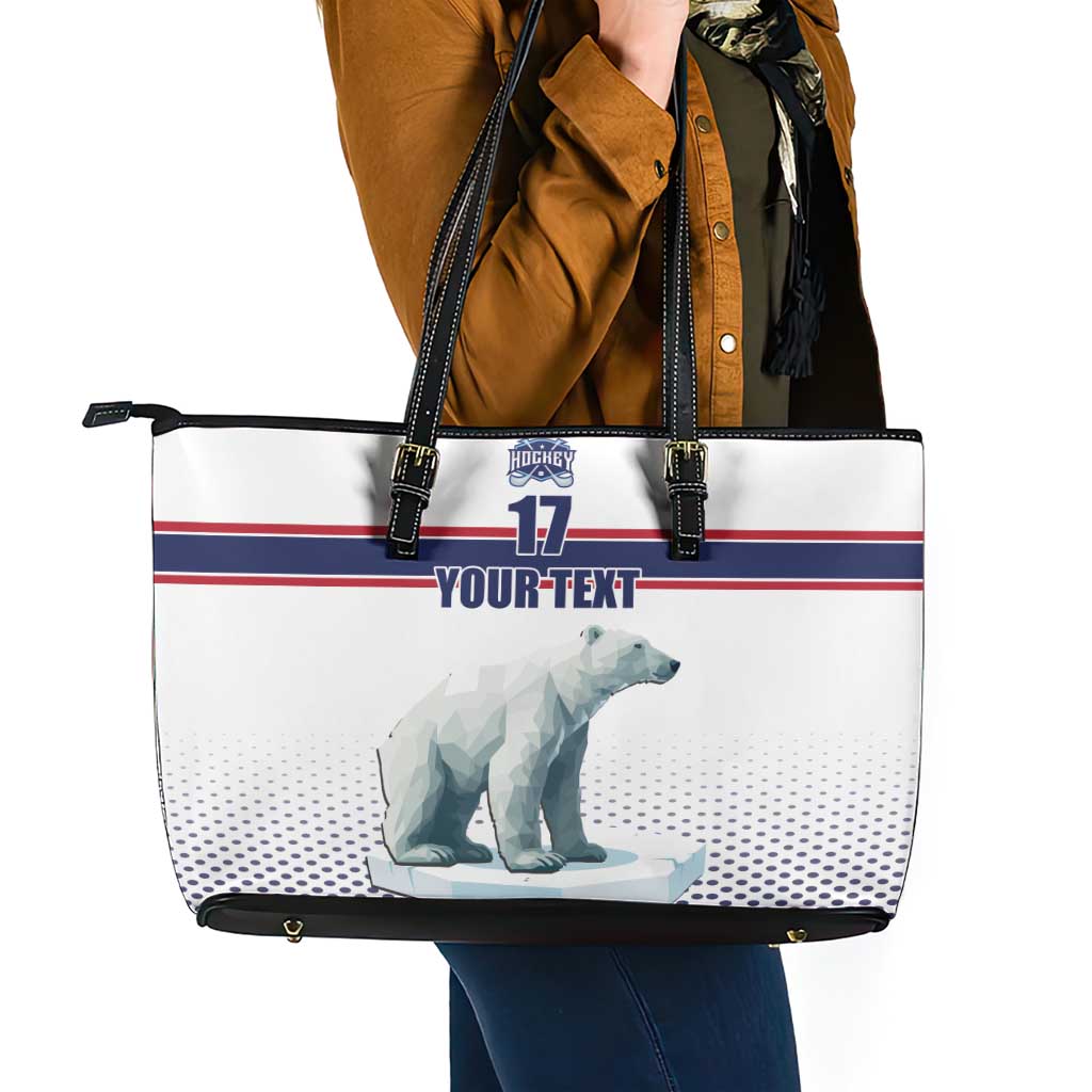 Norway Ice Hockey Custom Leather Tote Bag Norge Polar Bears White Style