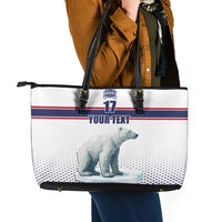 Norway Ice Hockey Custom Leather Tote Bag Norge Polar Bears White Style