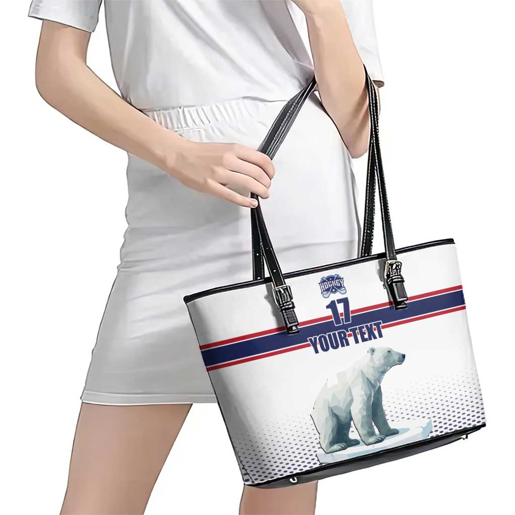 Norway Ice Hockey Custom Leather Tote Bag Norge Polar Bears White Style