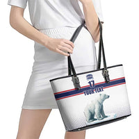 Norway Ice Hockey Custom Leather Tote Bag Norge Polar Bears White Style