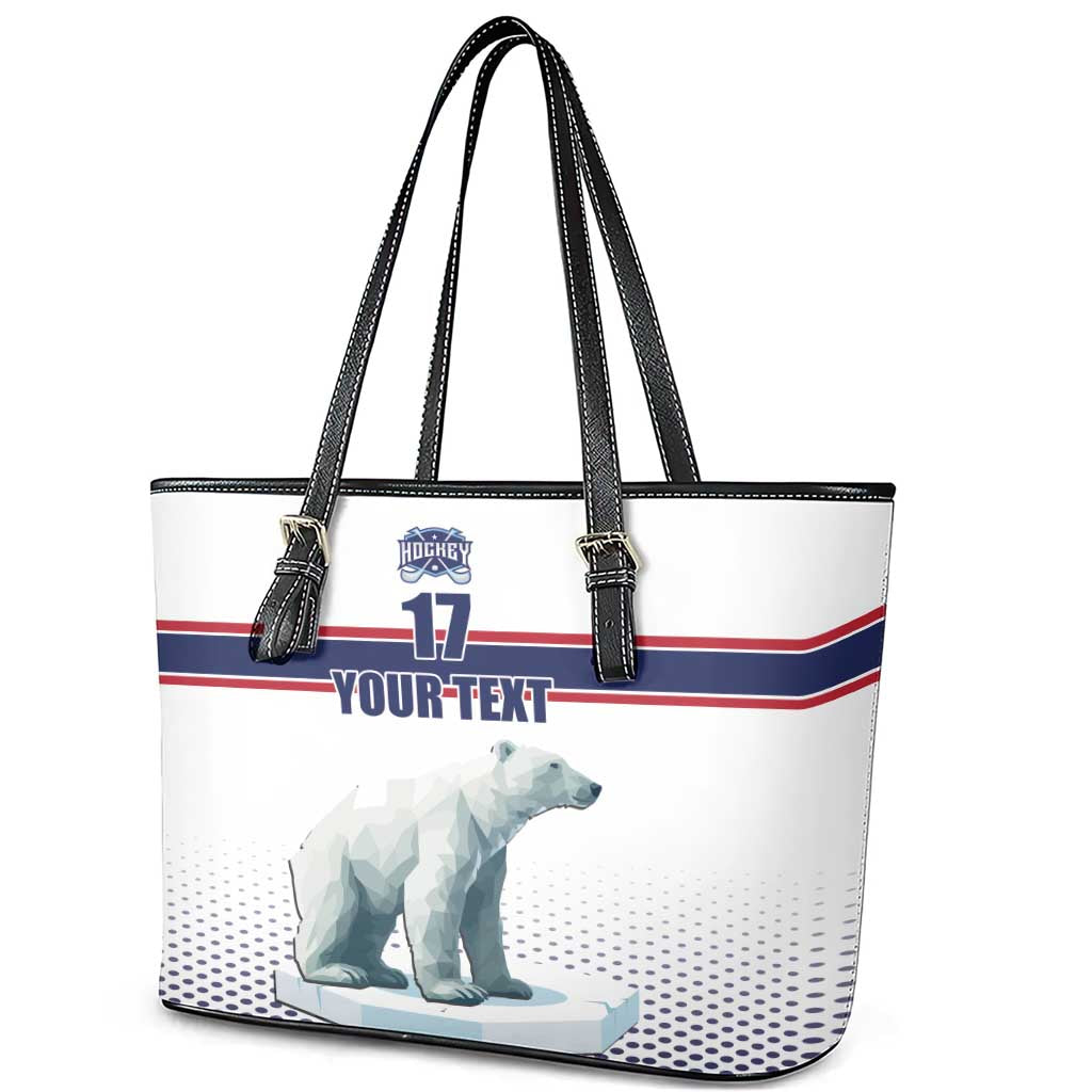 Norway Ice Hockey Custom Leather Tote Bag Norge Polar Bears White Style