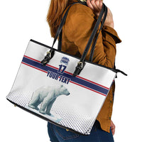 Norway Ice Hockey Custom Leather Tote Bag Norge Polar Bears White Style