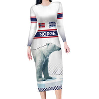 Norway Ice Hockey Custom Long Sleeve Bodycon Dress Norge Polar Bears White Style