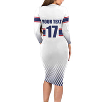 Norway Ice Hockey Custom Long Sleeve Bodycon Dress Norge Polar Bears White Style