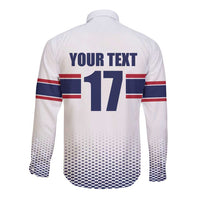 Norway Ice Hockey Custom Long Sleeve Button Shirt Norge Polar Bears White Style