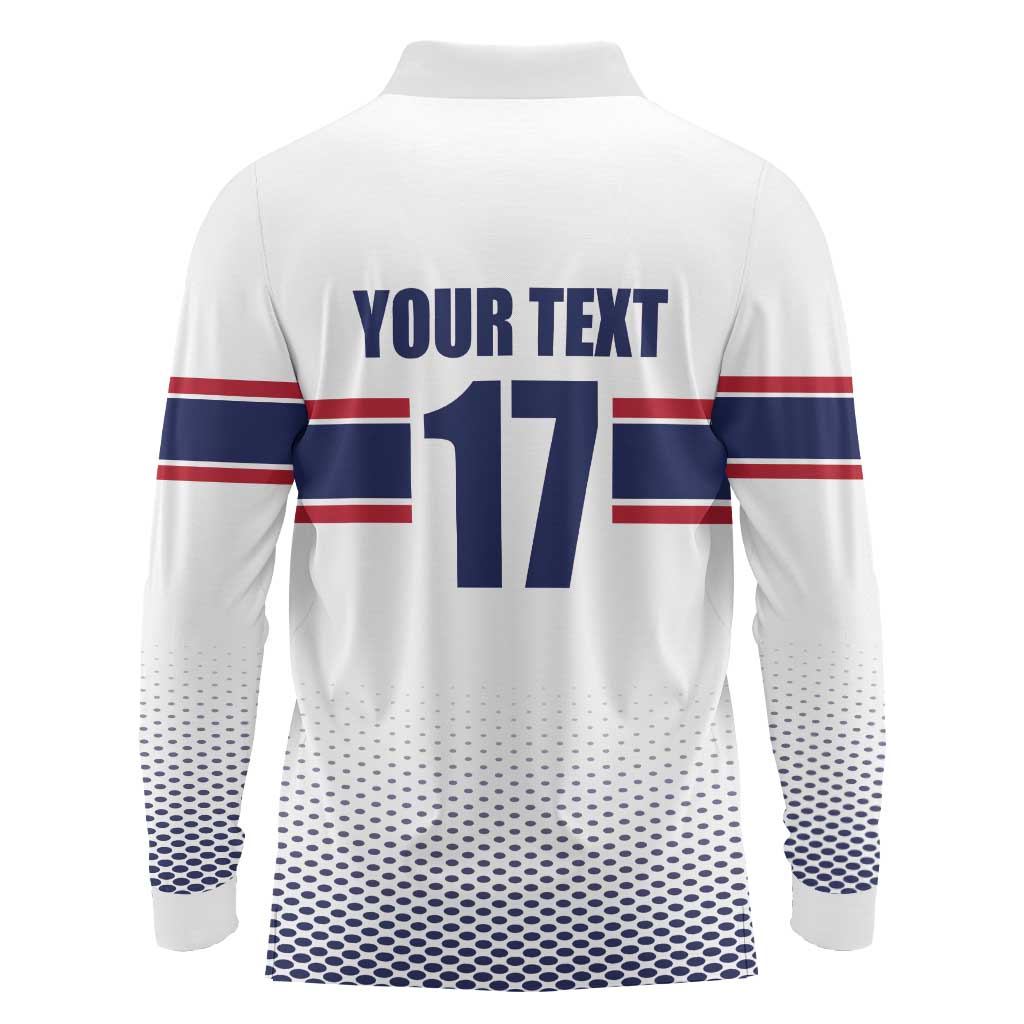 Norway Ice Hockey Custom Long Sleeve Polo Shirt Norge Polar Bears White Style