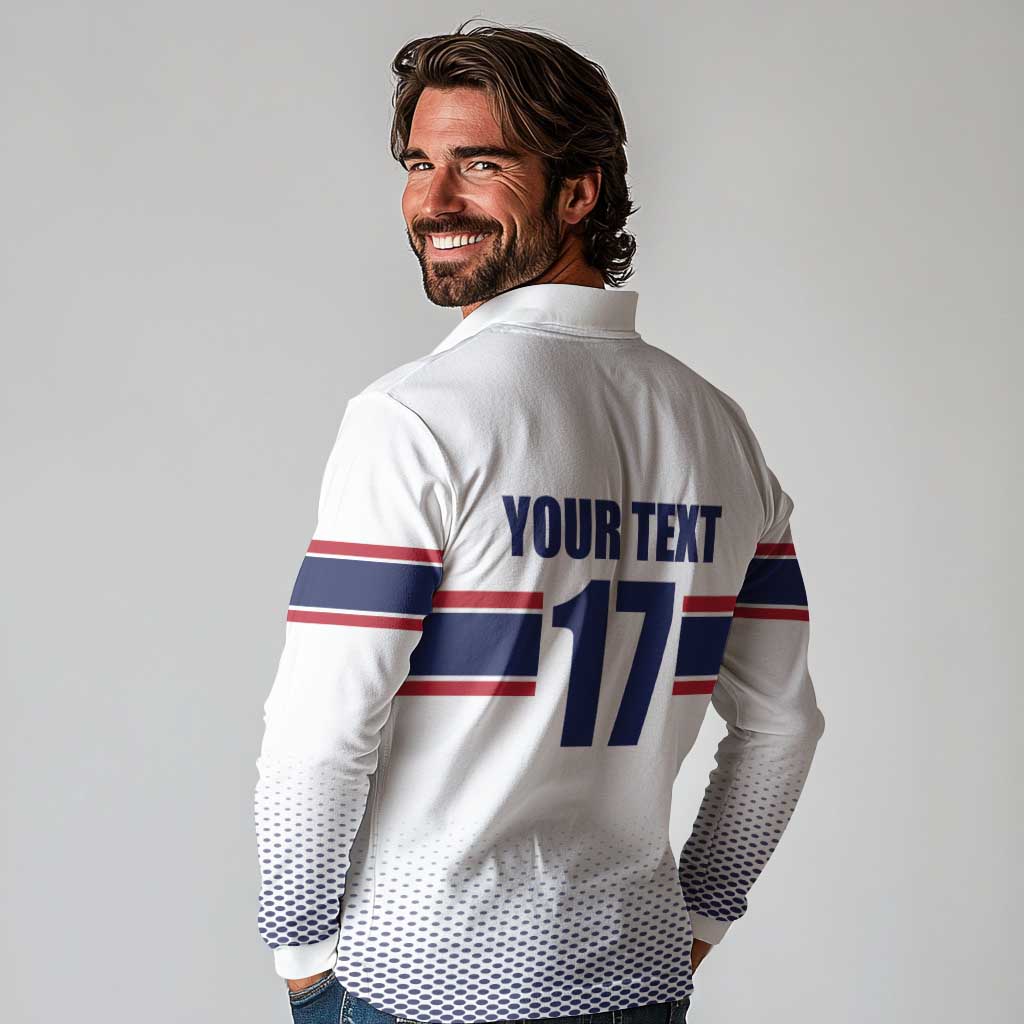 Norway Ice Hockey Custom Long Sleeve Polo Shirt Norge Polar Bears White Style