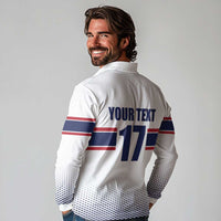 Norway Ice Hockey Custom Long Sleeve Polo Shirt Norge Polar Bears White Style