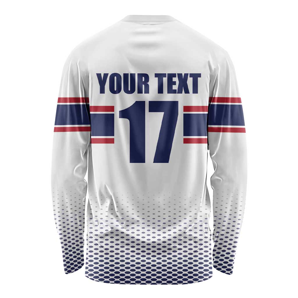 Norway Ice Hockey Custom Long Sleeve Shirt Norge Polar Bears White Style