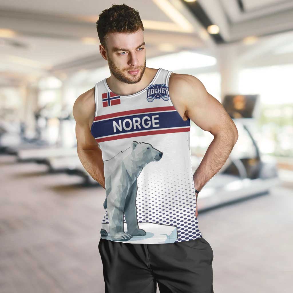 Norway Ice Hockey Custom Men Tank Top Norge Polar Bears White Style