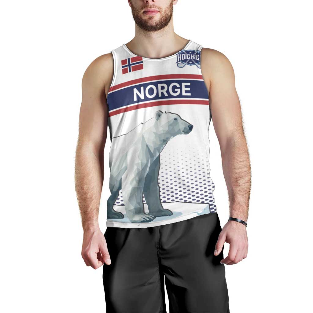 Norway Ice Hockey Custom Men Tank Top Norge Polar Bears White Style