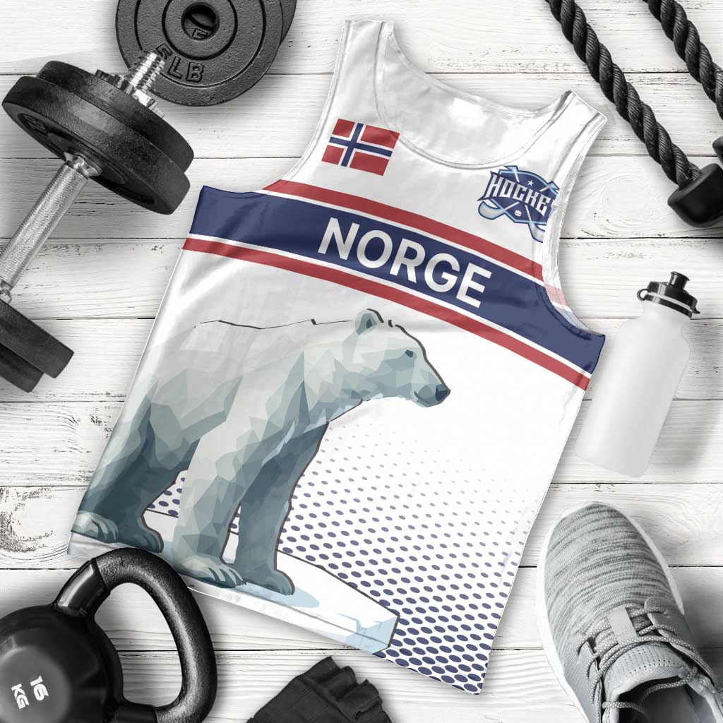 Norway Ice Hockey Custom Men Tank Top Norge Polar Bears White Style