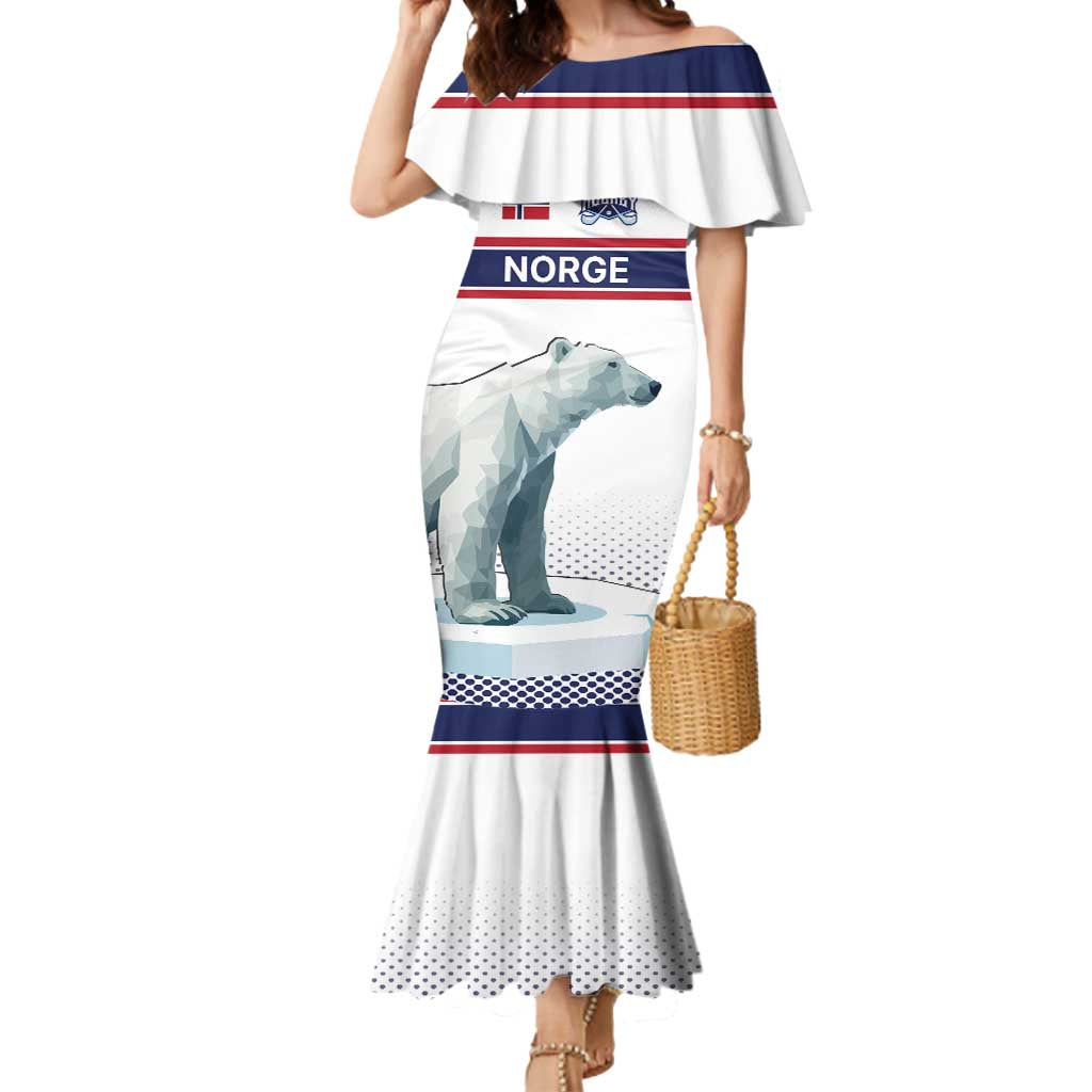 Norway Ice Hockey Custom Mermaid Dress Norge Polar Bears White Style