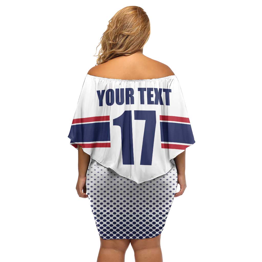 Norway Ice Hockey Custom Off Shoulder Short Dress Norge Polar Bears White Style