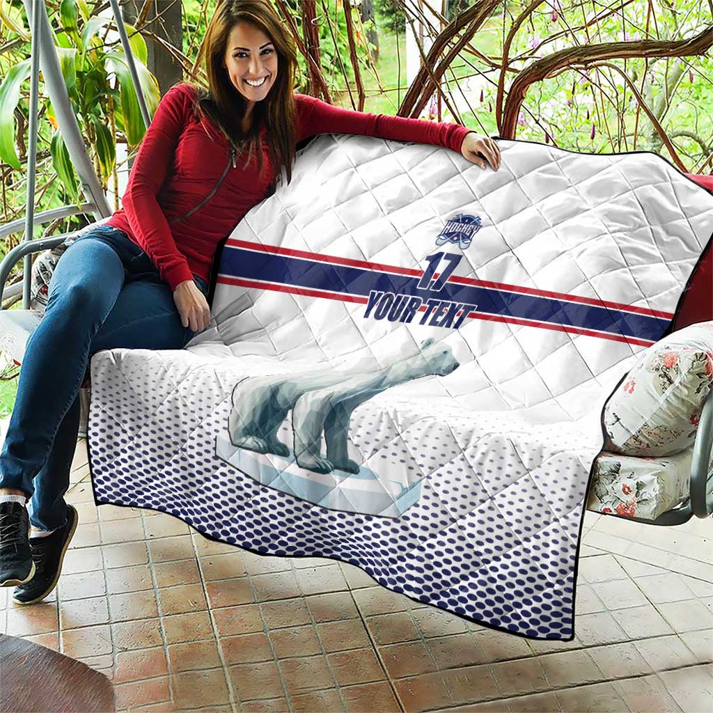 Norway Ice Hockey Custom Quilt Norge Polar Bears White Style
