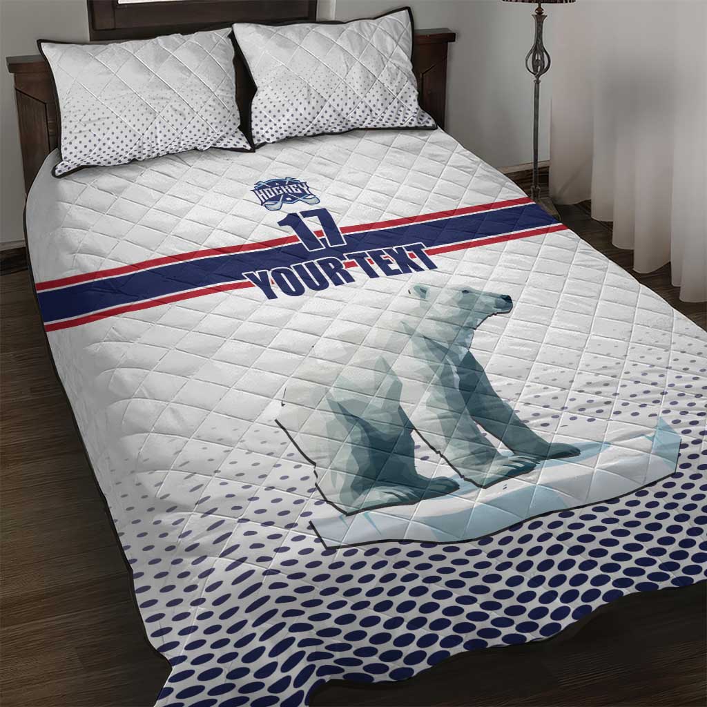 Norway Ice Hockey Custom Quilt Bed Set Norge Polar Bears White Style