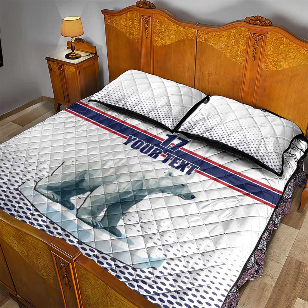 Norway Ice Hockey Custom Quilt Bed Set Norge Polar Bears White Style