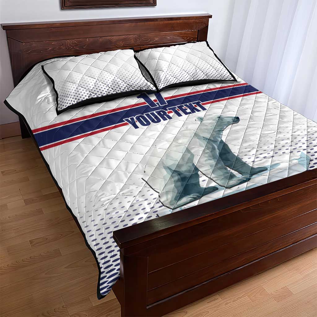 Norway Ice Hockey Custom Quilt Bed Set Norge Polar Bears White Style