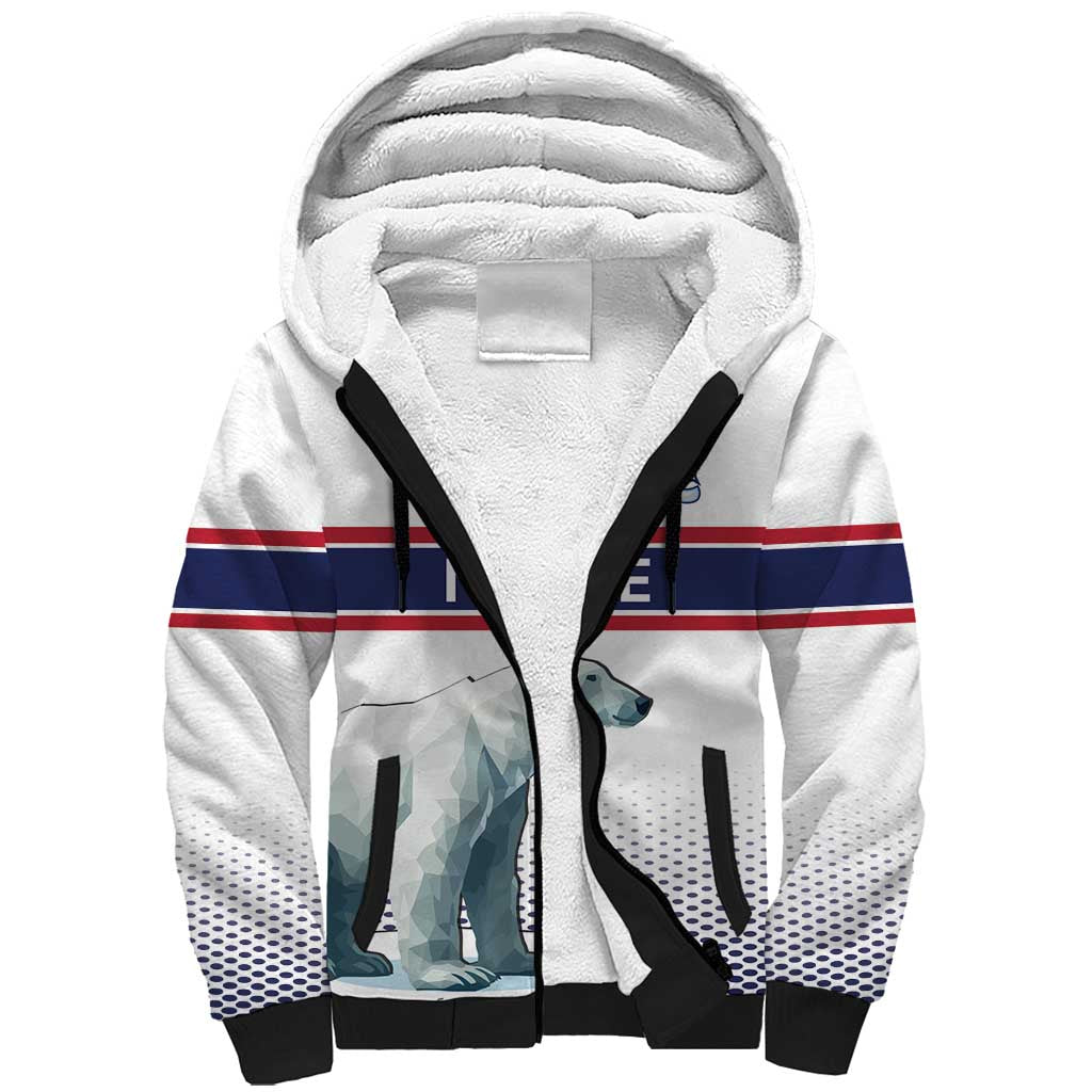 Norway Ice Hockey Custom Sherpa Hoodie Norge Polar Bears White Style