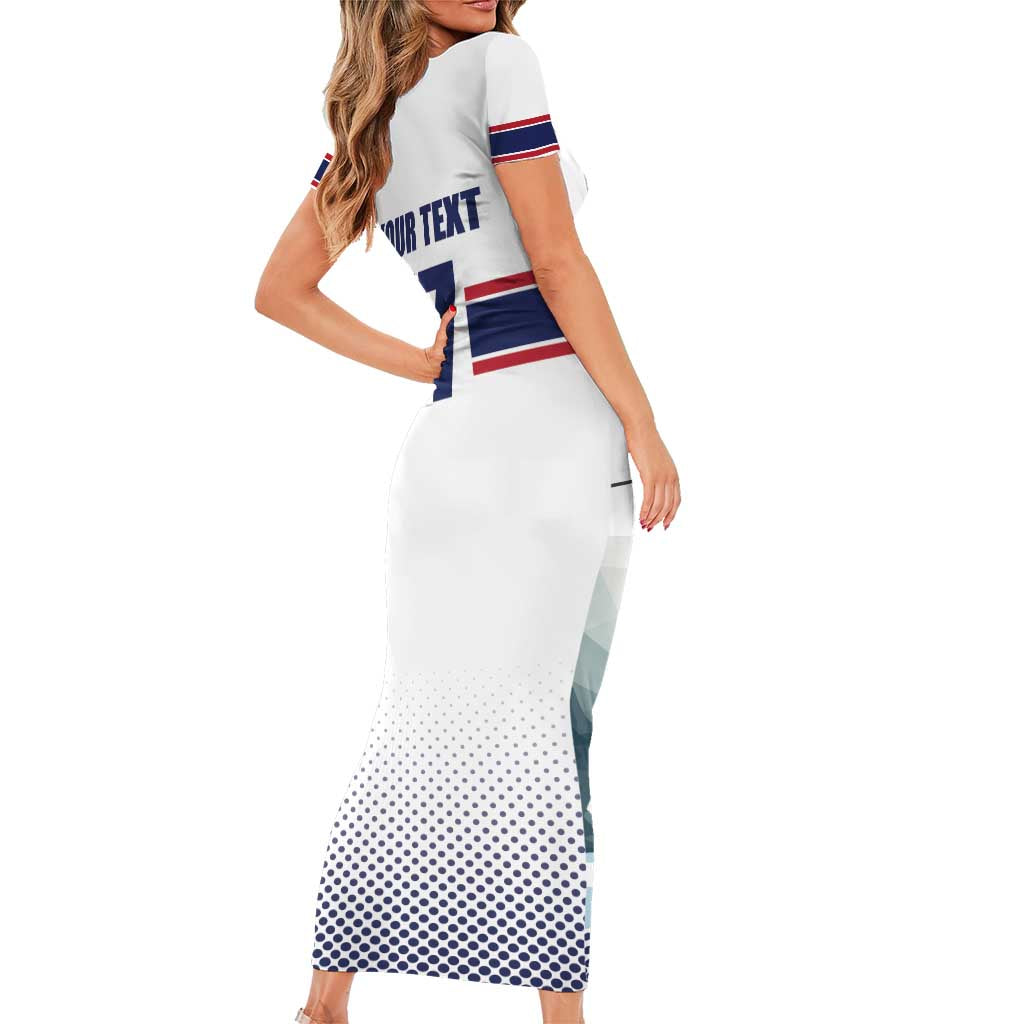 Norway Ice Hockey Custom Short Sleeve Bodycon Dress Norge Polar Bears White Style