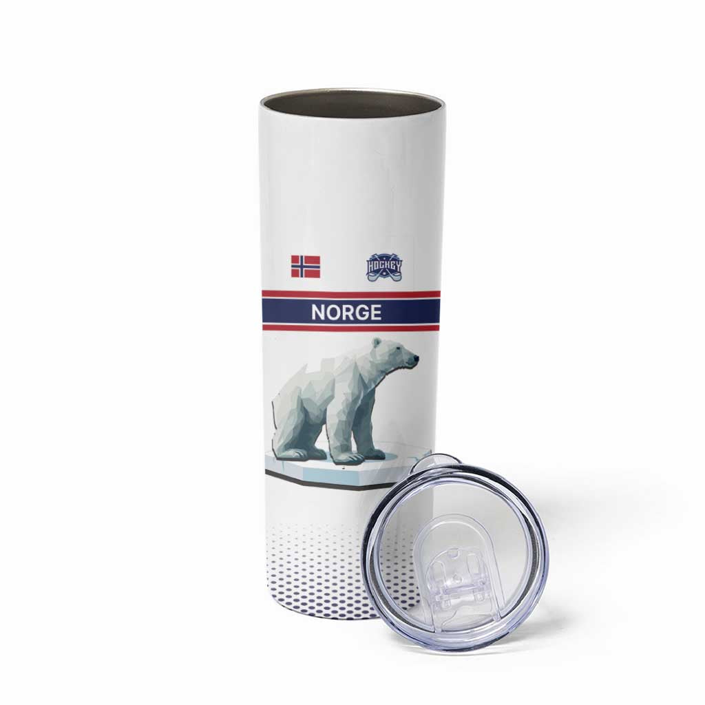 Norway Ice Hockey Custom Skinny Tumbler Norge Polar Bears White Style