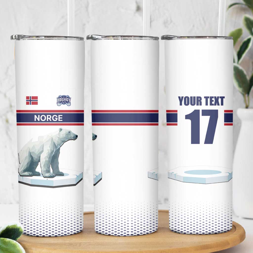 Norway Ice Hockey Custom Skinny Tumbler Norge Polar Bears White Style