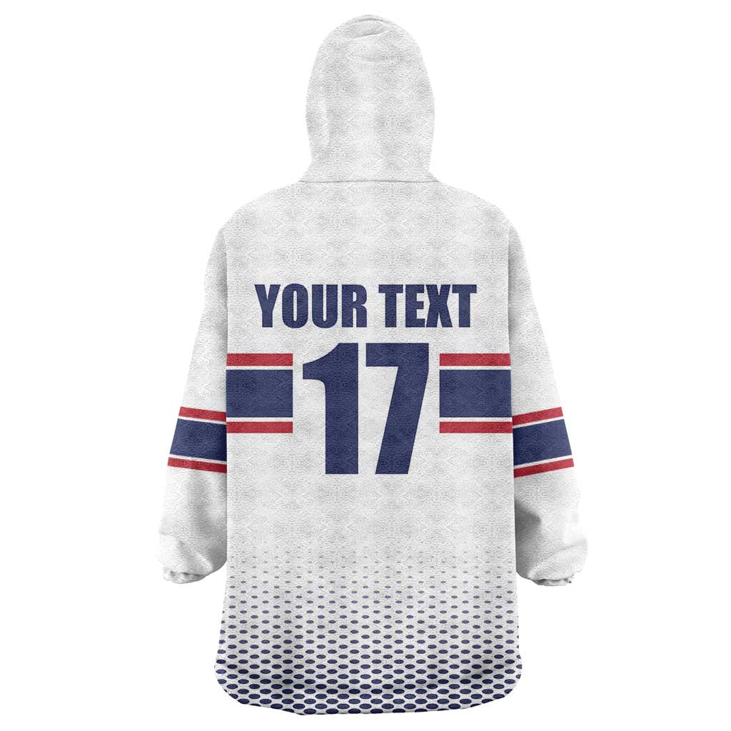 Norway Ice Hockey Custom Wearable Blanket Hoodie Norge Polar Bears White Style