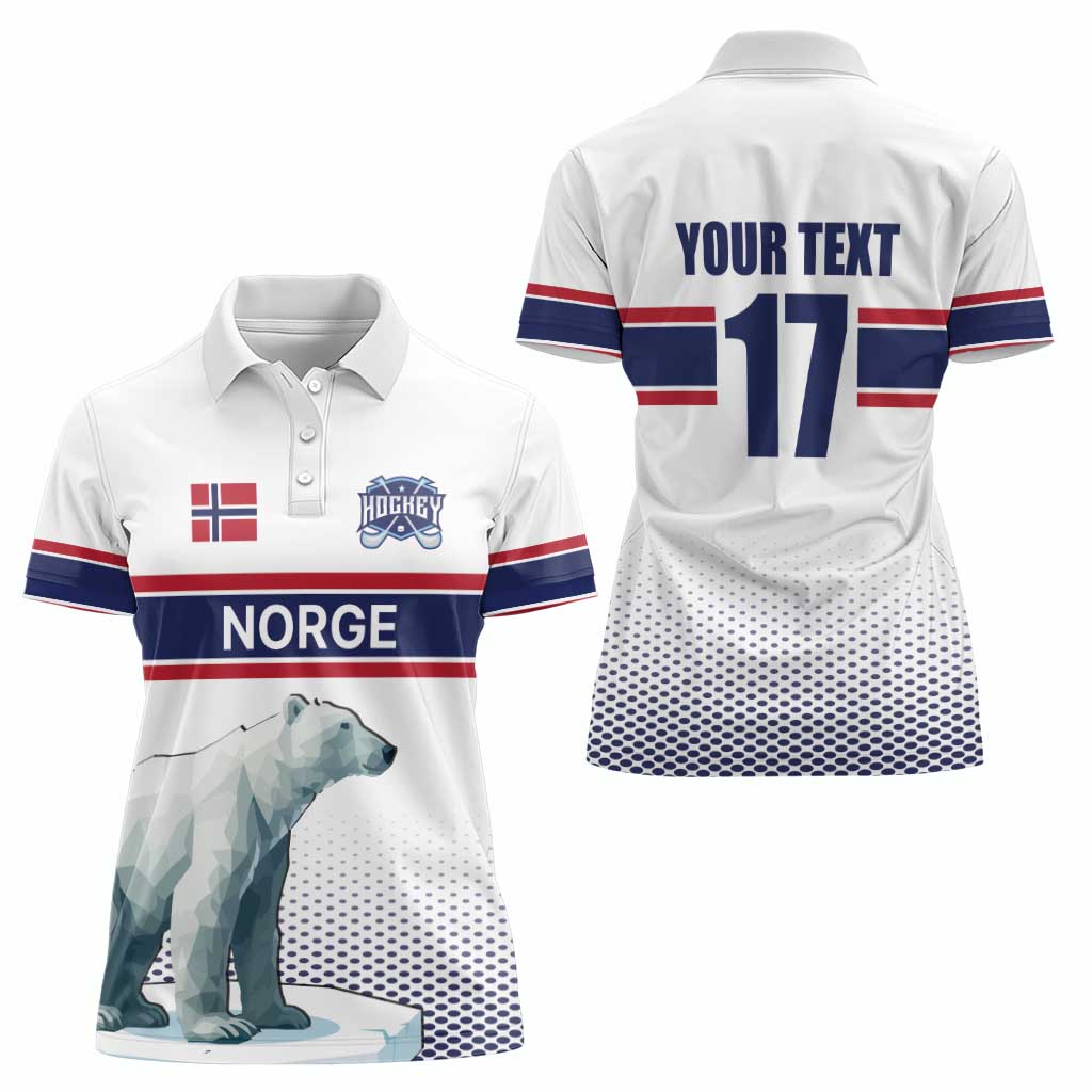 Norway Ice Hockey Custom Women Polo Shirt Norge Polar Bears White Style