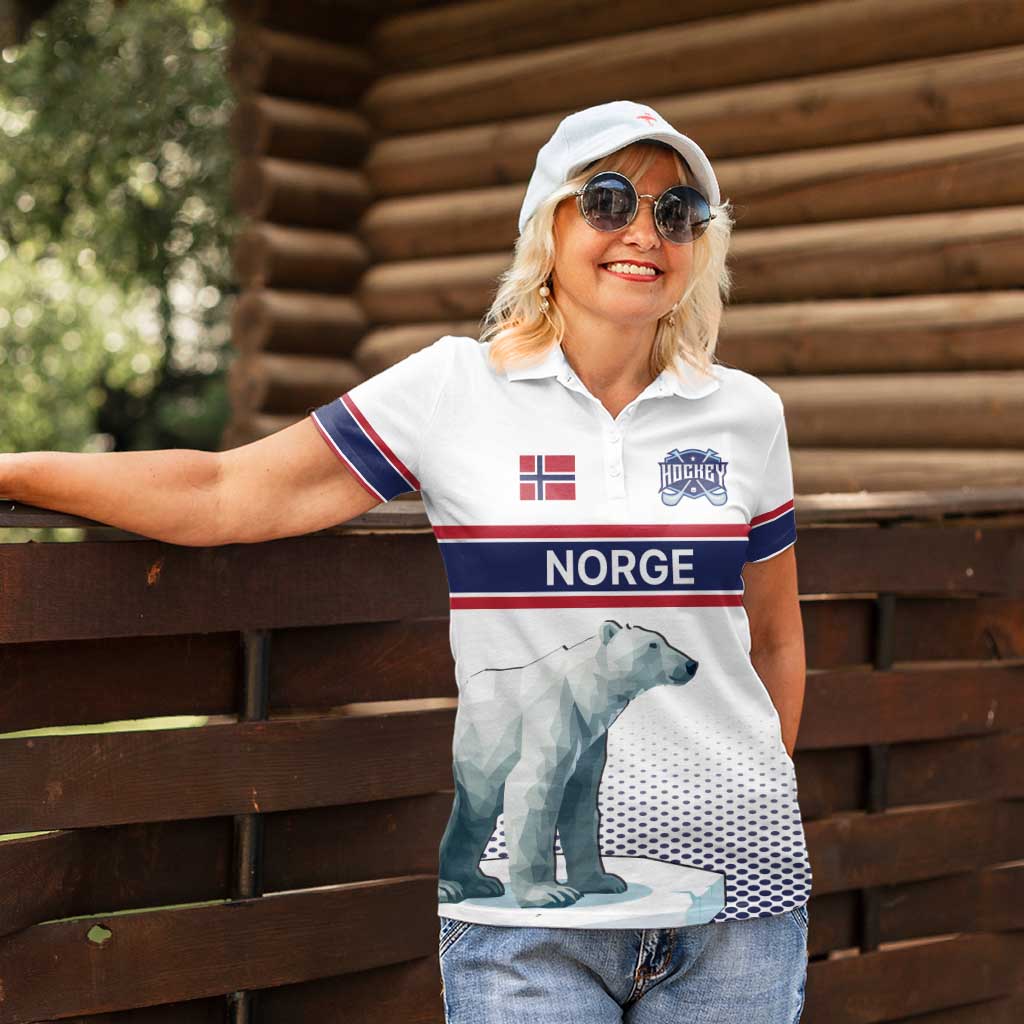 Norway Ice Hockey Custom Women Polo Shirt Norge Polar Bears White Style