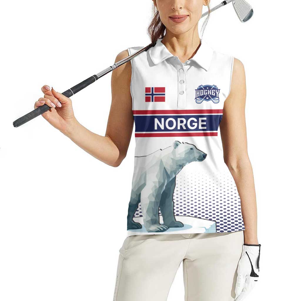 Norway Ice Hockey Custom Women Sleeveless Polo Shirt Norge Polar Bears White Style