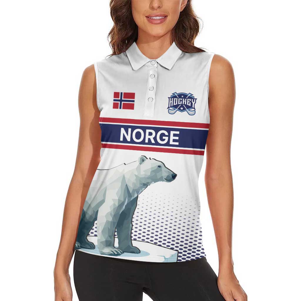 Norway Ice Hockey Custom Women Sleeveless Polo Shirt Norge Polar Bears White Style