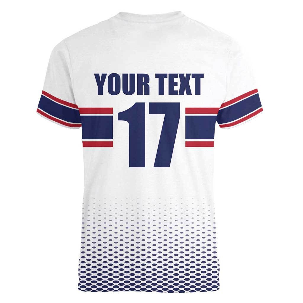 Norway Ice Hockey Custom Women V-Neck T-Shirt Norge Polar Bears White Style