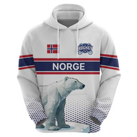 Norway Ice Hockey Custom Zip Hoodie Norge Polar Bears White Style