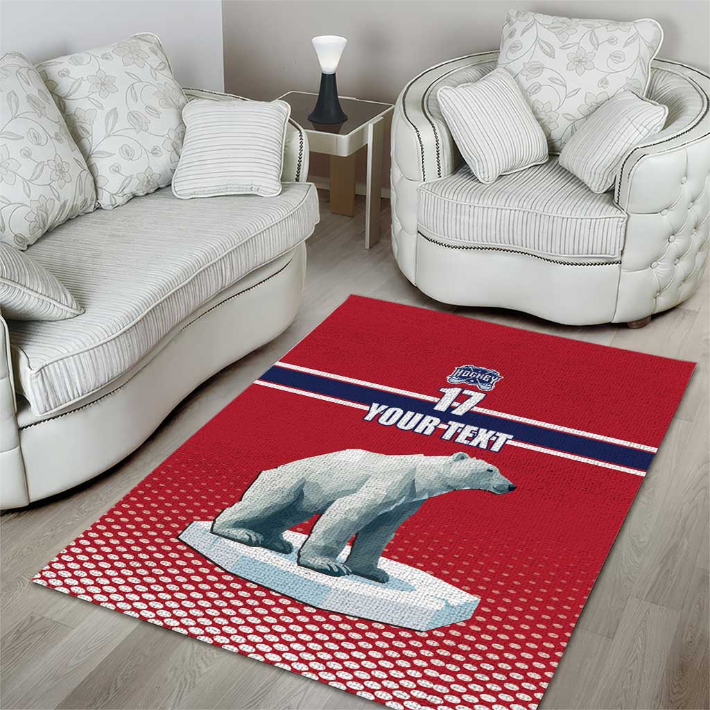 Norway Ice Hockey Custom Area Rug Norge Polar Bears Red Style