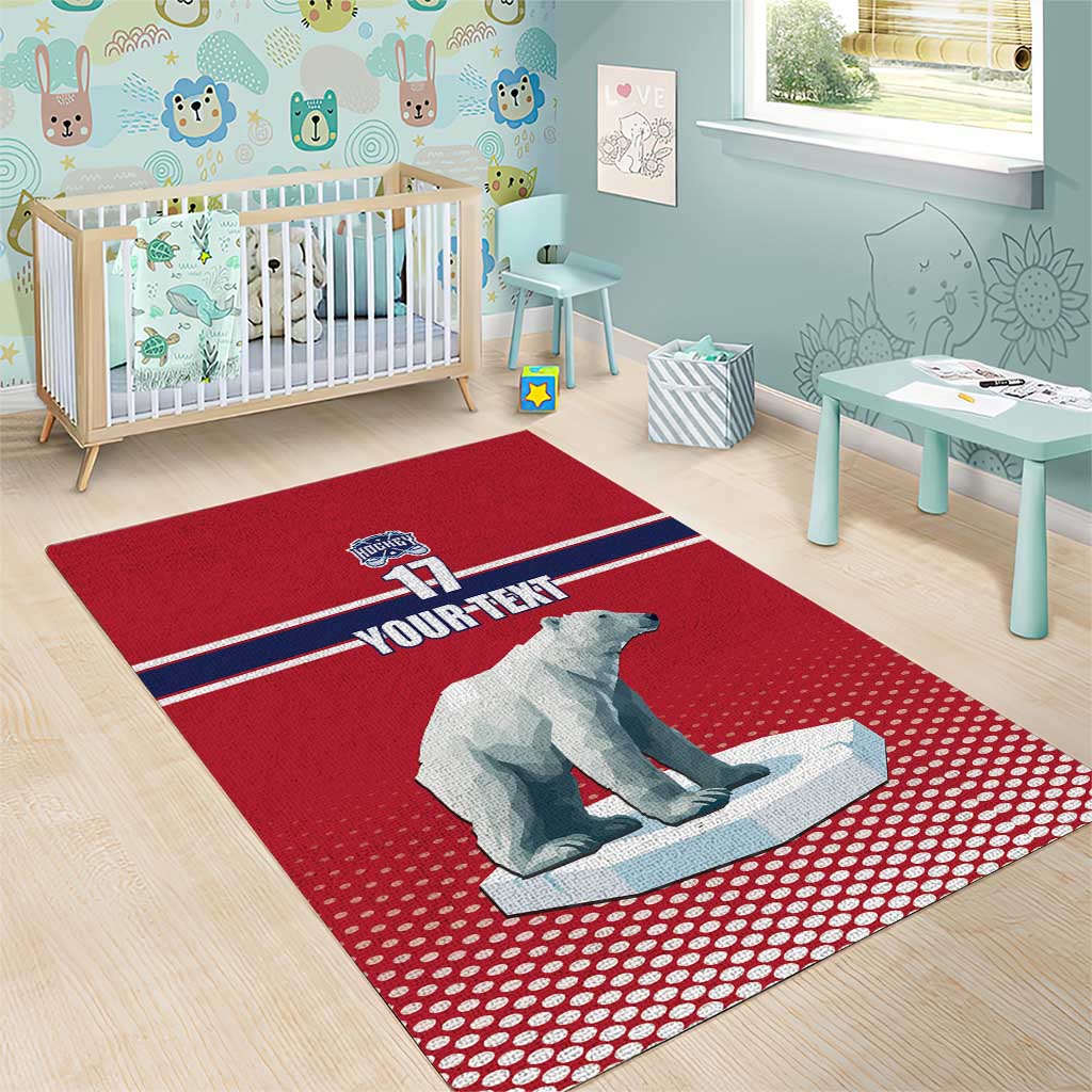 Norway Ice Hockey Custom Area Rug Norge Polar Bears Red Style