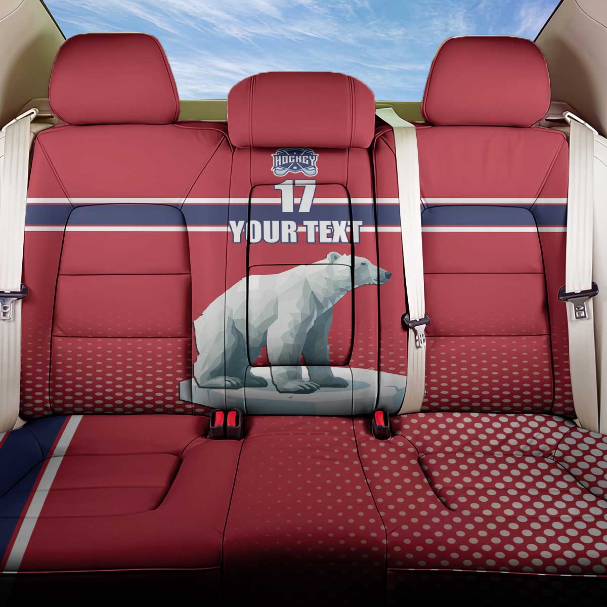Norway Ice Hockey Custom Back Car Seat Cover Norge Polar Bears Red Style