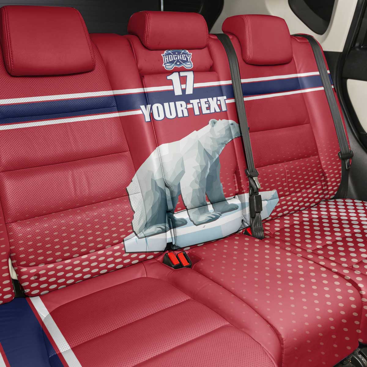 Norway Ice Hockey Custom Back Car Seat Cover Norge Polar Bears Red Style