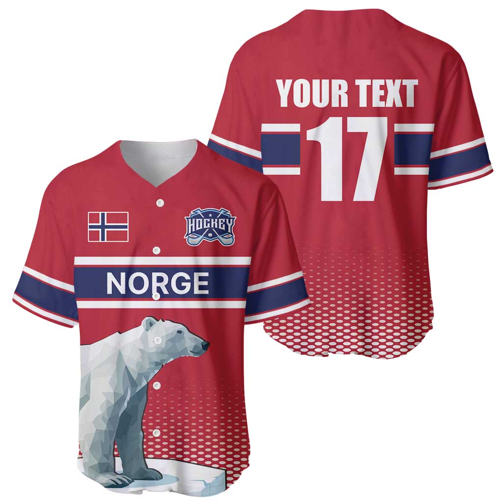 Norway Ice Hockey Custom Baseball Jersey Norge Polar Bears Red Style