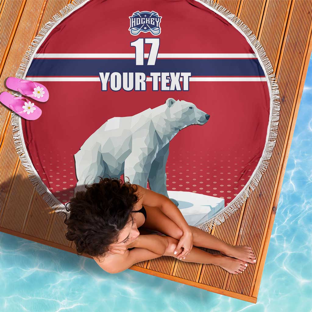 Norway Ice Hockey Custom Beach Blanket Norge Polar Bears Red Style