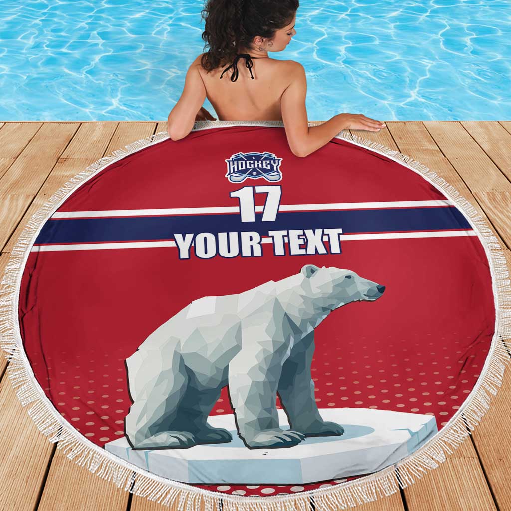 Norway Ice Hockey Custom Beach Blanket Norge Polar Bears Red Style