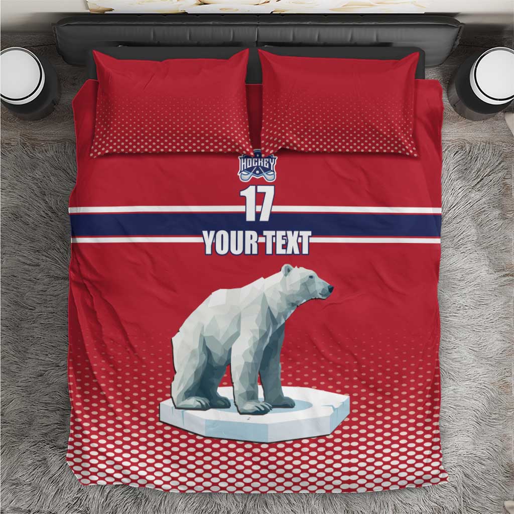 Norway Ice Hockey Custom Bedding Set Norge Polar Bears Red Style