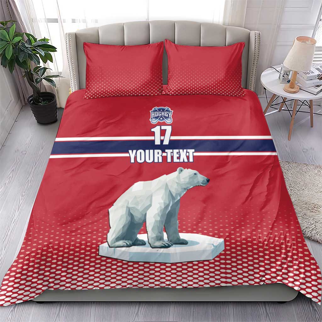 Norway Ice Hockey Custom Bedding Set Norge Polar Bears Red Style