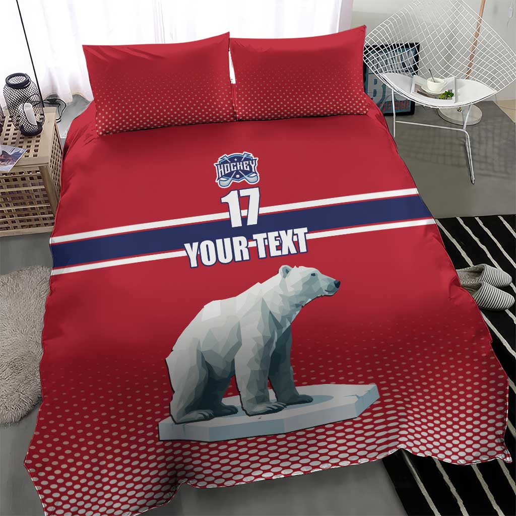 Norway Ice Hockey Custom Bedding Set Norge Polar Bears Red Style