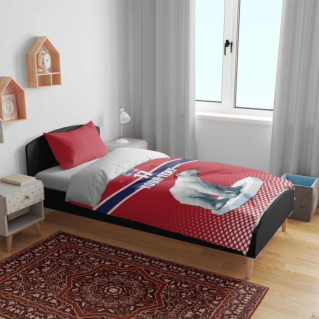 Norway Ice Hockey Custom Bedding Set Norge Polar Bears Red Style