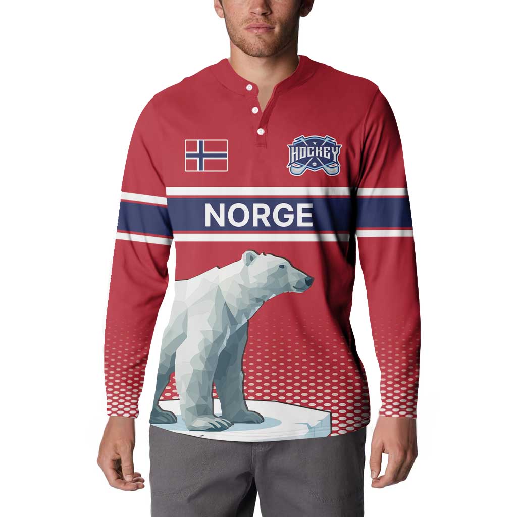 Norway Ice Hockey Custom Button Sweatshirt Norge Polar Bears Red Style