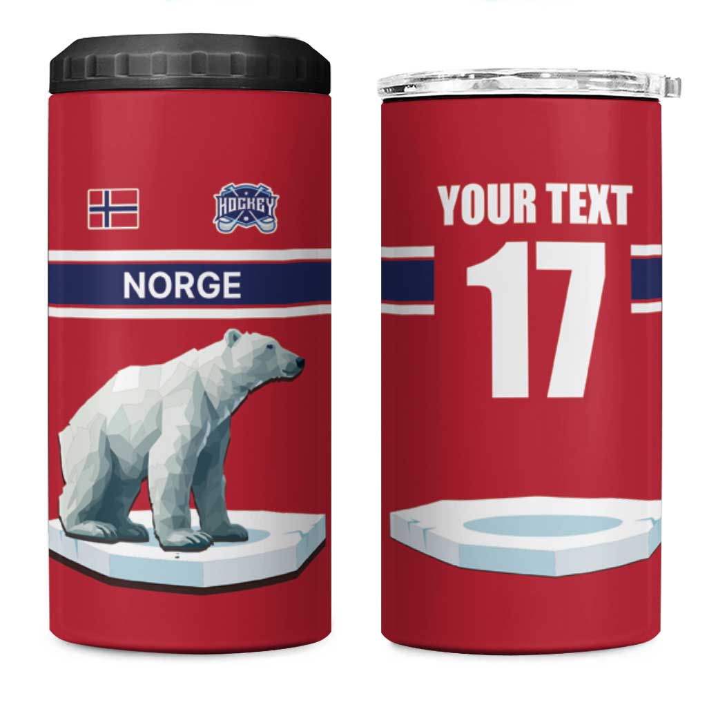 Norway Ice Hockey Custom 4 in 1 Can Cooler Tumbler Norge Polar Bears Red Style