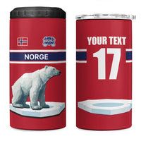 Norway Ice Hockey Custom 4 in 1 Can Cooler Tumbler Norge Polar Bears Red Style