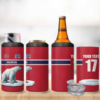 Norway Ice Hockey Custom 4 in 1 Can Cooler Tumbler Norge Polar Bears Red Style