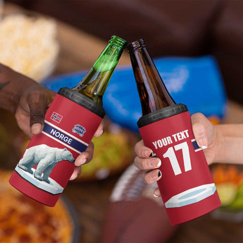 Norway Ice Hockey Custom 4 in 1 Can Cooler Tumbler Norge Polar Bears Red Style